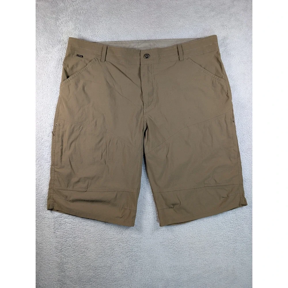 Kuhl Renegade Khaki Tan Cargo Hiking Shorts Mens 42 Style 5121 Nylon Spandex - Picture 1 of 13